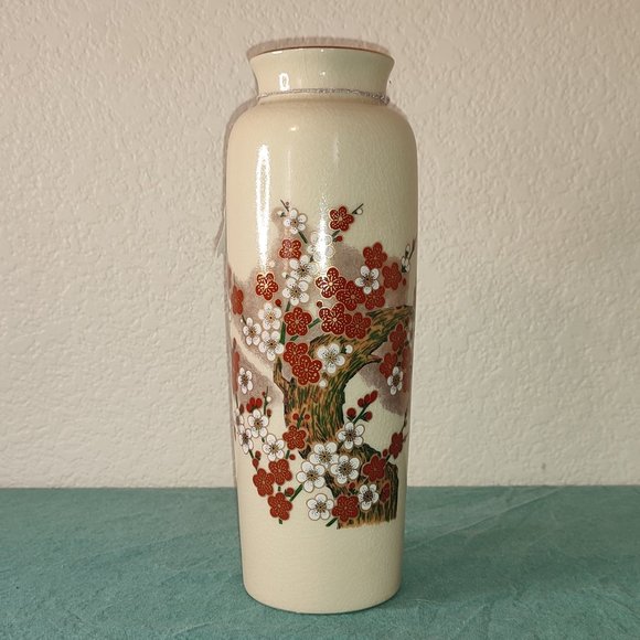 Gorgeous Japanese Art Vase Cherry Tree Golden Accents ceramic vintage quality - Picture 1 of 8